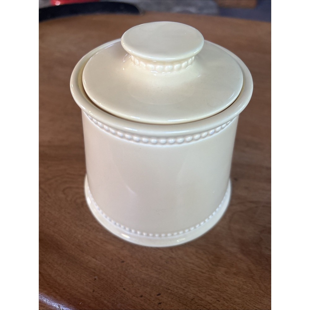 Martha Stewart Container & Lid Beaded Trim Farmhouse Style Yellow Kmart Tag